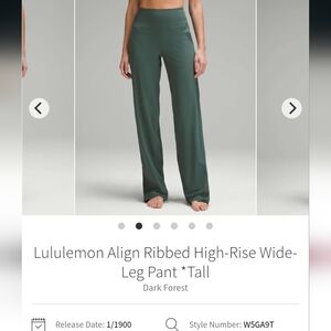 In Search Of: Lululemon Align Ribbed Wide Leg - Tall, Size 6: Dark Forest